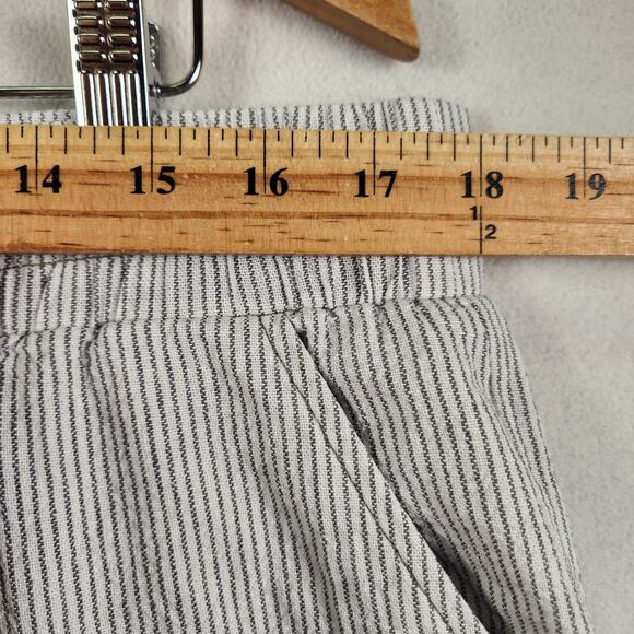 Anne Klein Cropped Linen/Cotton Pants Women L Gray/White Micro Stripe Pockets - Picture 10 of 14